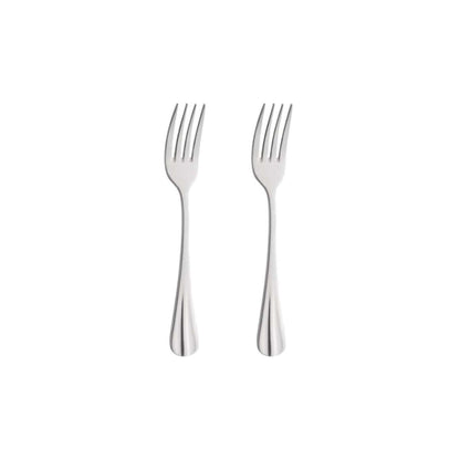 Baguette Dessert Forks Set - 2 Persons - 2-Piece - Silver Colored