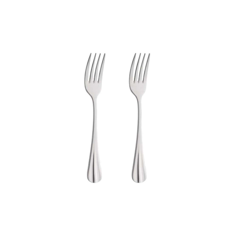 Baguette Dessert Forks Set - 2 Persons - 2-Piece - Silver Colored