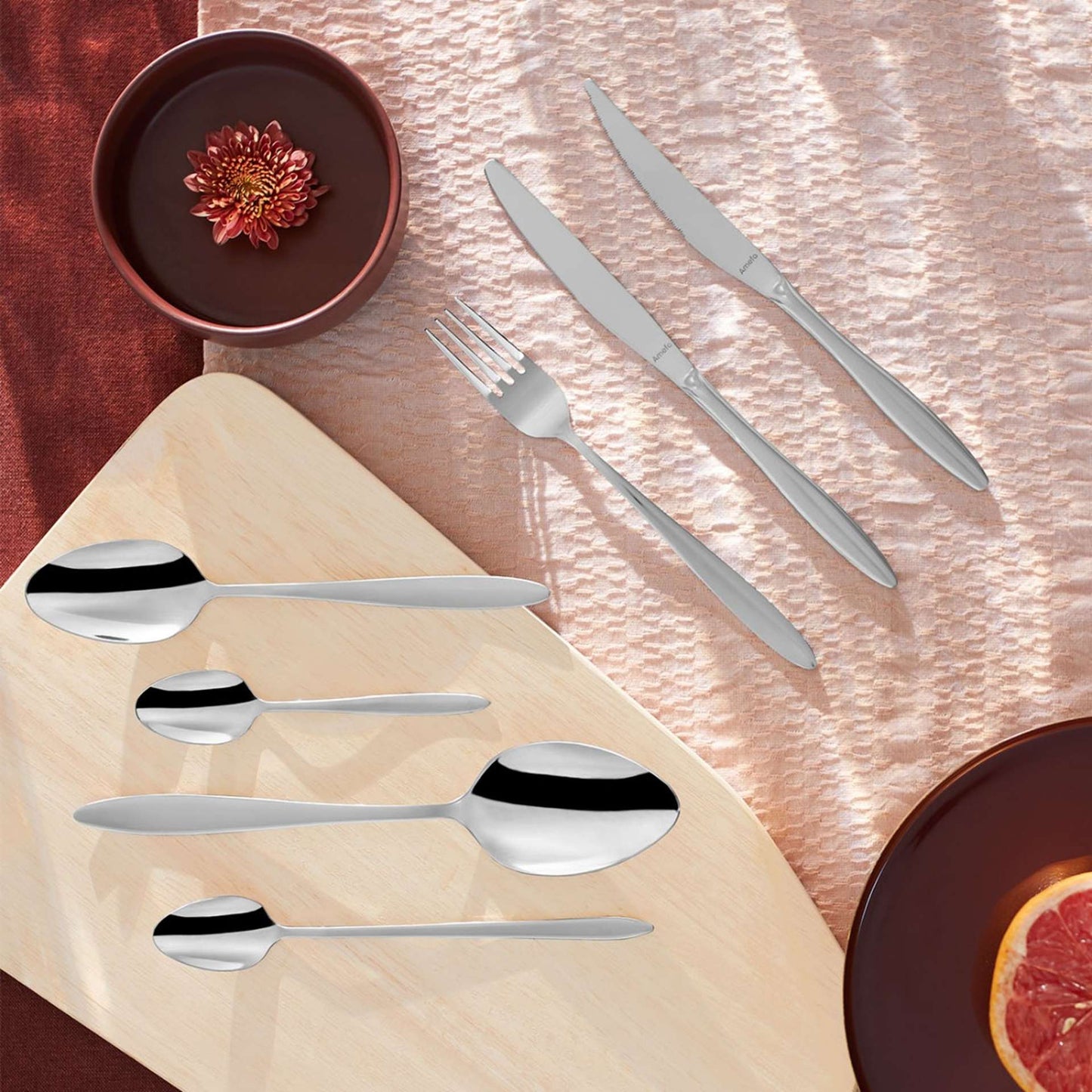 Ariane Cutlery Set - 6 Persons - 24 Pieces - Silver Colored