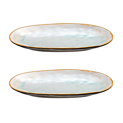 SHADOW AQUA - Extra grote ovale schaal 36 x 22 cm (set van 2)